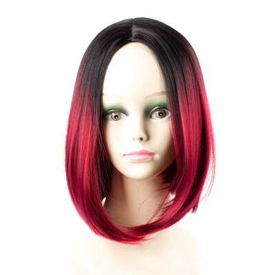 

Ombre Bob Wig Straight Short Hair Fashion Wig Synthetic Colorful Wig 12inch Daily Natural Full Wig Easy Wearing For Women