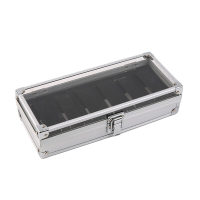 

6 Сетка Слоты ювелирных часов Дисплей для хранения Box Case Алюминий Смотреть Box
