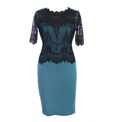

Hot Sale New Style Fashion Lace Party Parthwork Sexy Half Sleeve Pencil Dress