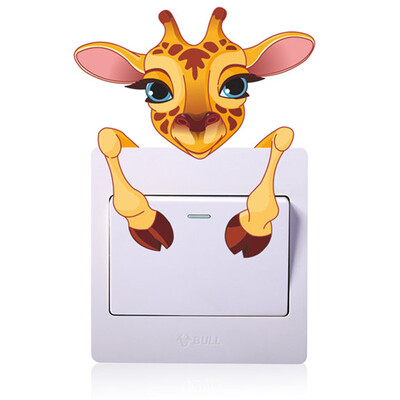 

UpperX Cute Animals Giraffe Light Switch Sticker Remoable Wall Sticker For Kids Home Decal Murla Decor