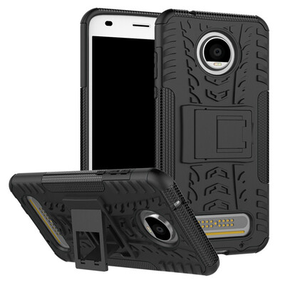 

Fivice Motorola Moto Z2 Play Case TPU anti-fall tire pattern back clip bracket phone case