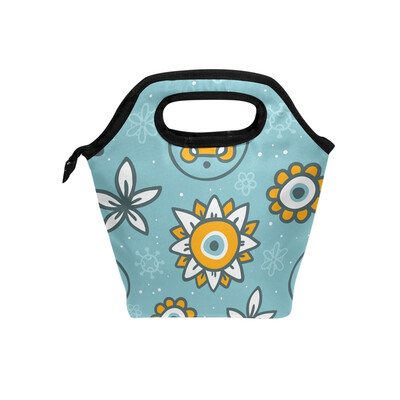 

Lunch Tote Bag Yellow Flower Travel Picnic Insulated Lunch Handbags Portable Zipper Lunch Bag Box