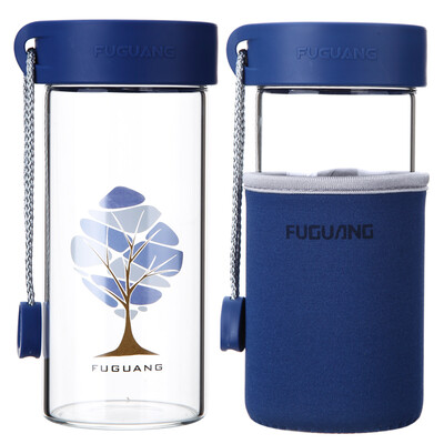 

Jingdong supermarket] rich light colorful with a cup set of men and women portable glass cup 380ml yellow (G1503-380