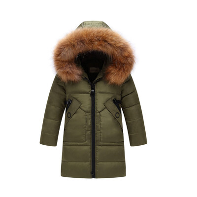 

Girls clothing warm Down jacket for girl clothes 2018 Winter Thicken Parka real Fur Hooded Children Outerwear Coats
