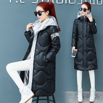 

Winter new medium long thick over the knee down cotton coat 90230