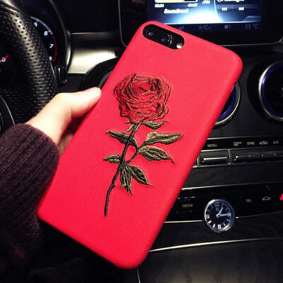 

Ultra Thin Silicone TPU Gel Embroidered Rose Mobile Phone Case Cover for Iphone