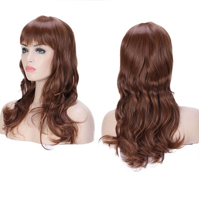 

Anime Cosplay Synthetic Wig Long Curly Wavy Heat Resistant Fiber Full Wig with Bangs Layered Vogue for Women