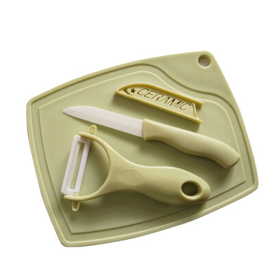 

3pcs Kitchen Knife Set Fruit Knife Peeler Paring Knife Cutting Board Melon Planer Chopping Board