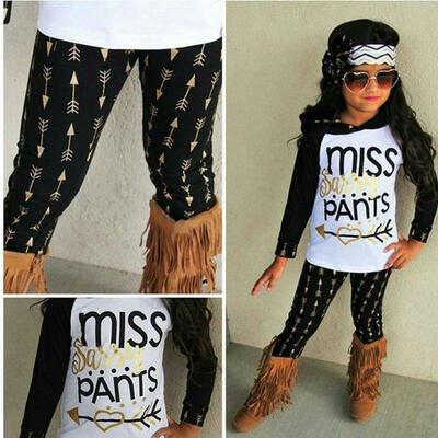 

2Pcs Toddler Kids Girls Arrow Clothes Hooded Tops Long Pants Outfit Set US Stock