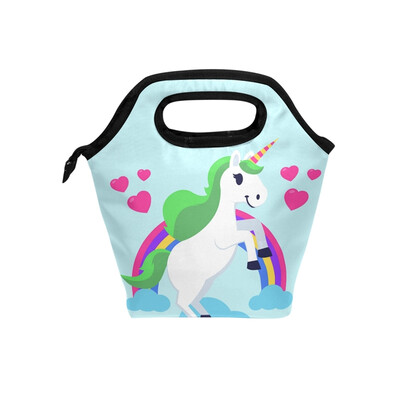 

Lunch Bag Cloud Unicorn Tote Travel Picnic Insulated Handbags Portable Zipper Lunch Bag Box