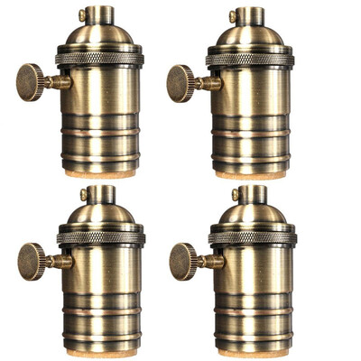 

4PCS E26 E27 Industrial Rustic Antique Retro Home Light Socket Vintage Edison Pendant Lamp Base Metal Holder With Knob Switch
