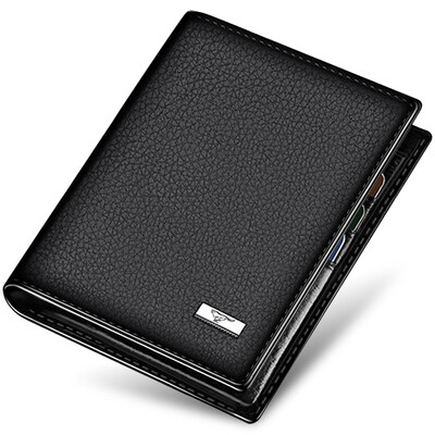 

Семь волков (SEPTWOLVES) мужской кошелек короткий пункт бизнес случайные два раза вертикальный кожаный кошелек многофункциональный пакет карт 3A1313112-01 черный