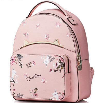 

JUST STAR JUST STAR cat ears light sweet Meng Department of sweet flowers girl backpack leisure small fresh shoulder bag 170983-04 cherry powder