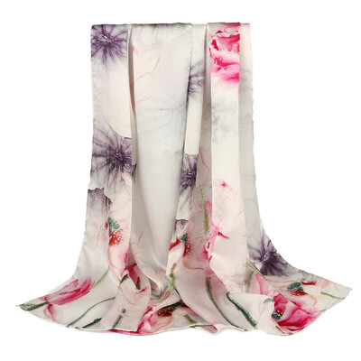 

Shanghai Stories STORY Of SHANGHAI Hibiscus Flirting Silk Scarves Women Silk Shawl Scarf