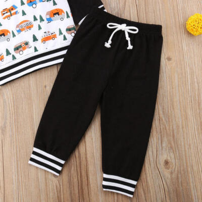 

Cartoon kinder baby jungen mädchen lange ärmel tops hosen outfits set kleidung