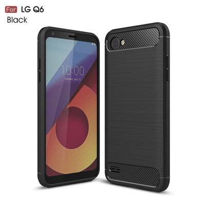 

Fivice LG Q6Q6 PLUS case Luxury brushed carbon fiber TPU soft shell
