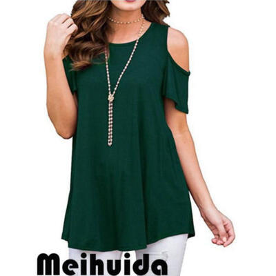 

US Stock Womens Off Shoulder Tops Long Sleeve Shirt Casual Blouse Loose T-shirt