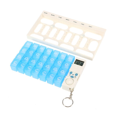 

Pill Box Timer Digital Pills Reminder 7-Day Medicine Organizer Container Detachable LED Light 4 Groups Alarm Clock