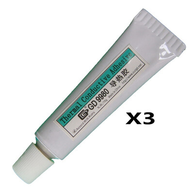 

GD Brand 3 Pieces GD9980 Thermally Conductive Adhesive Cement Glue Heat Sink Plaster Silicone Compound Net Weight 10 Grams ST10