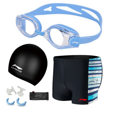 

Li Ning LI-NING All-round swimmer swimsuits swimsuits swimsuits five sets of fashionable high-quality swimming pants swimming goggles swim cap sets LSJK666-1 sky blue