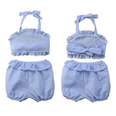 

Cute Toddler Kids Baby Girl Plaid Crop Top Shorts Outfits Clothes Summer Sunsuit