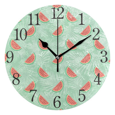 

Wall Clock Watermelon Pattern Round Wall Clock Arabic Numerals Design