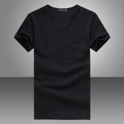 

Mens Slim Fit Short Sleeve V Neck T-shirt Muscle Tee Shirts Casual Top Blouse US