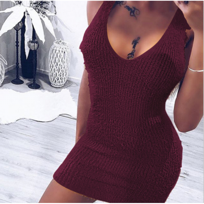 

Sexy Women Winter Sleeveless Jumper Sweater Tops Bodycon Shirt Slim Mini Dress