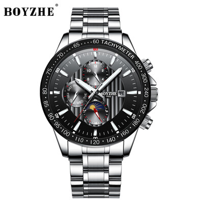 

BOYZHE WL007 Watch Brand Luminous Waterproof Business Full-automatic Mechanical Men Stainless Steel Wrist Watch with Gift Box
