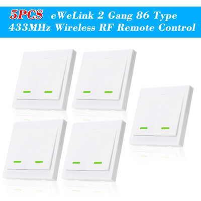 

5PCS eWeLink Push Button Wall Light Switch Remote Controller 3 Gang 86 Type ONOff Switch Panel 433MHz Wireless RF Remote Control