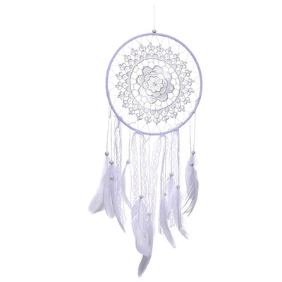 

UpperX Handmade Lace Dream Catcher Hanging With White Feathers And Beads Car Wall Hanging Ornaments Decor Crafts