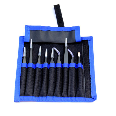 

Anti-static Stainless Steel Precision Jewelry-making Tweezers Kit with Bag for Electronics