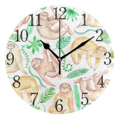 

Wall Clock Cute Sloth Round Wall Clock Arabic Numerals Design