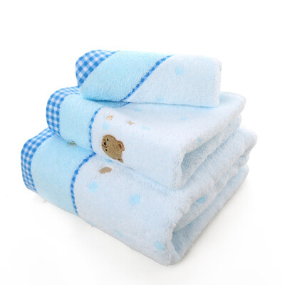 

Gold towel home textiles twist bear embroidery 3166 cotton towel, square, bath towel combination blue