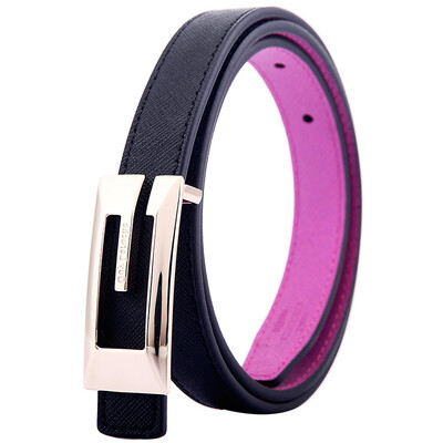 

Guy Laroche Ji Longxue Womens Leather Black Belt Buckle Belt Black Plum Red Double Side Belt GW7950011E-01 110cm