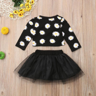 

2Pcs Newborn Baby Girls Floral Cotton Top Tulle Tutu Skirt Dress Outfits Clothes