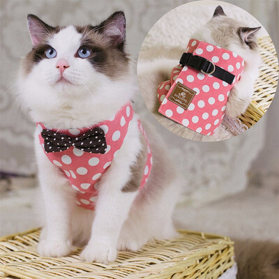 

Adjustable Cat Harness Bowtie cat Suit Leash