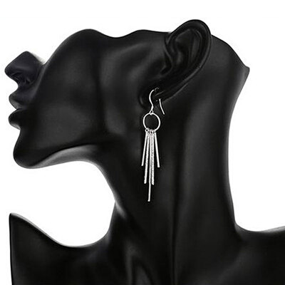

MyMei Woman Earring Line Silver Pendant Crystal Jewelry Earring Elegance Fashion