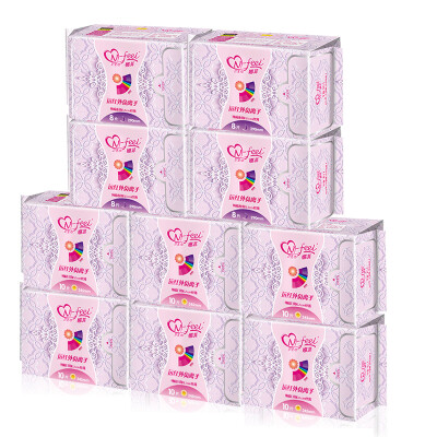 

Nafei sanitary napkins 3D concave&convex cotton napkins day&night long combination of 10 packages of 88 daily 10 6 night with 8 2 longer 6 2