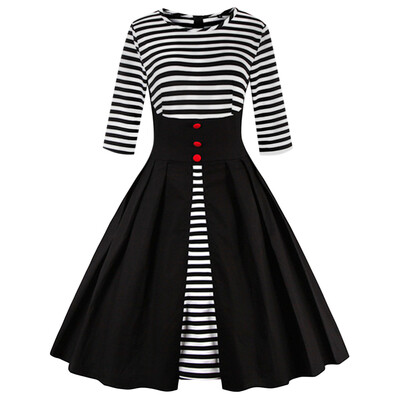 

Midi Striped Formal Skater Cocktail Dress