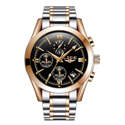 

LIGE 9839 Quartz Watch Simple Men Time Calendar Display Wristwatch Fashion Casual 3ATM Waterproof Sport Male Watches