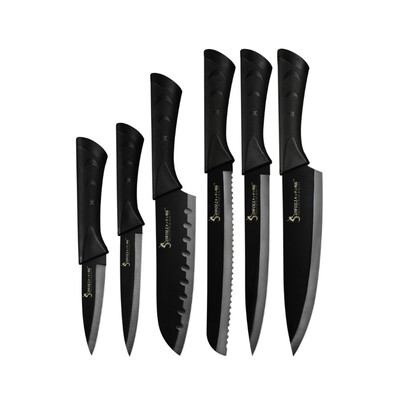 

Black P-lastic Horseshoe Stainless Steel Cutter Chef Cut Meat Universal Peel Bread Chopping Fruit Slicing Cutter Set