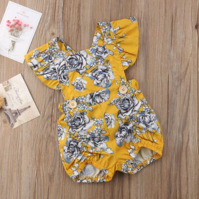 

Newborn Infant Baby Casual Yellow Sleeveless Romper Playsuit Jumpsuit Outfit