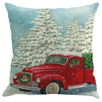 

UpperX Vintage Printing Christmas Sofa Bed Home Cafe Decor Pillowcase Square Cushion Cover Cotton Linen Invisible Zipper45x45cmQ