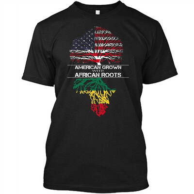 

American Grown With African Roots Tshirt - 100 Preshrunk ComfortSoft Cotton - Hanes Tagless Tee