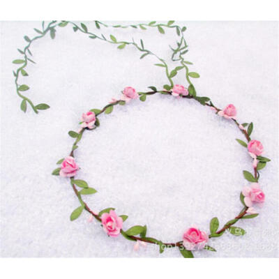

UK Bridal Headpiece Flower Crown Festival Elastic Headband Boho Rosette Garland