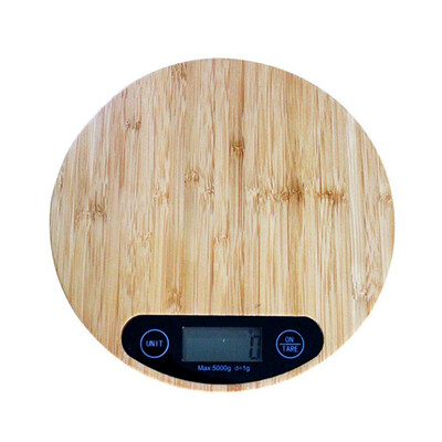 

UpperX 1g-5000g Electronic Digital High Accuracy round Bamboo Panel LCD Screen Unit Switch Kitchen Bake Scale