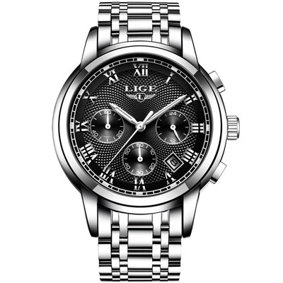 

LIGE 9849 Quartz Man Watch Unique Fashion Sport Casual Brand Quartz Clock Luxury Stainless Steel Strap Waterproof Wrist Watch Relo