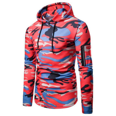 

Mens Camouflage Slim Hoodie Warm Hooded Sweatshirt Coat Jacket Outwear Sweater