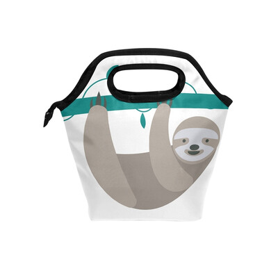 

Insulated Lunch Tote Bag Cute Sloth Travel Picnic Lunch Handbags Portable Zipper Lunch Bag Box